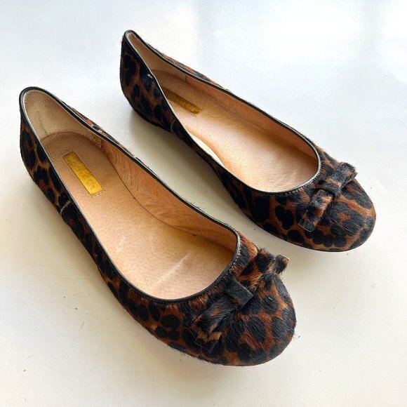Louise Et Cie Erin Ballet Flats Slip On Animal Print Cow Fur Womens Size 7.5B - Picture 1 of 7